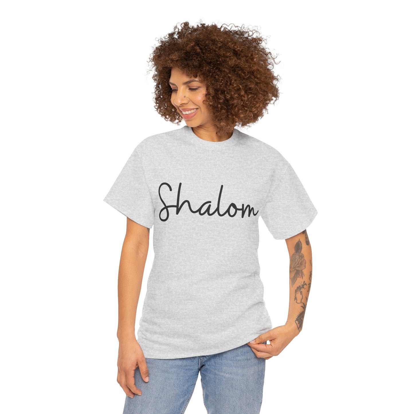 "Shalom" (Hebrew Greeting) Unisex Heavy Cotton Tee