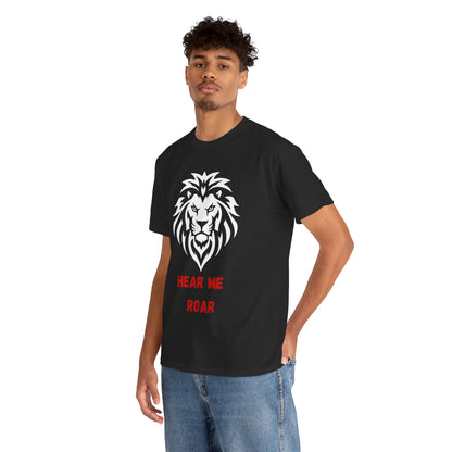 Hear me Roar T-Shirt, Bright, vibrant, make a statement t-shirt. This is for the bold, certain, animal lover, who adores a cat.  Full with paw on the rear. Wildlife.