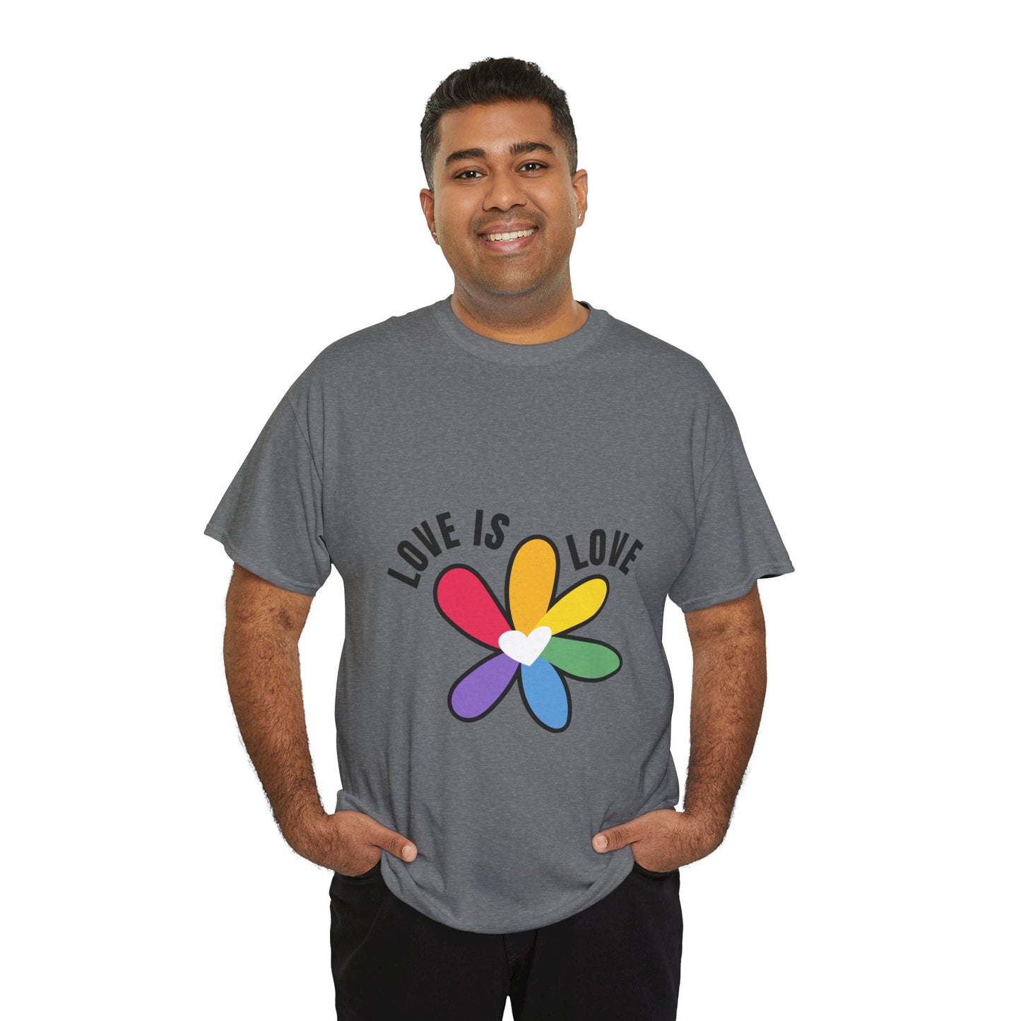 Unisex Heavy Cotton Tee - Rainbow Flower