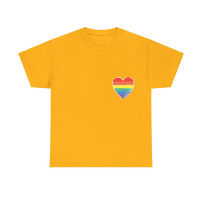 Unisex Heavy Cotton Tee - Love Is Love Rainbow Heart Mini