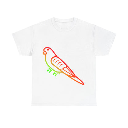 Vibrant Budgie Rainbow T-Shirt that exudes a playful and colorful vibe. Perfect for animal lovers, festival-goers, and anyone who wants to add a pop of fun to their wardrobe. Ideal for Pride Month, music festivals, and casual outings.