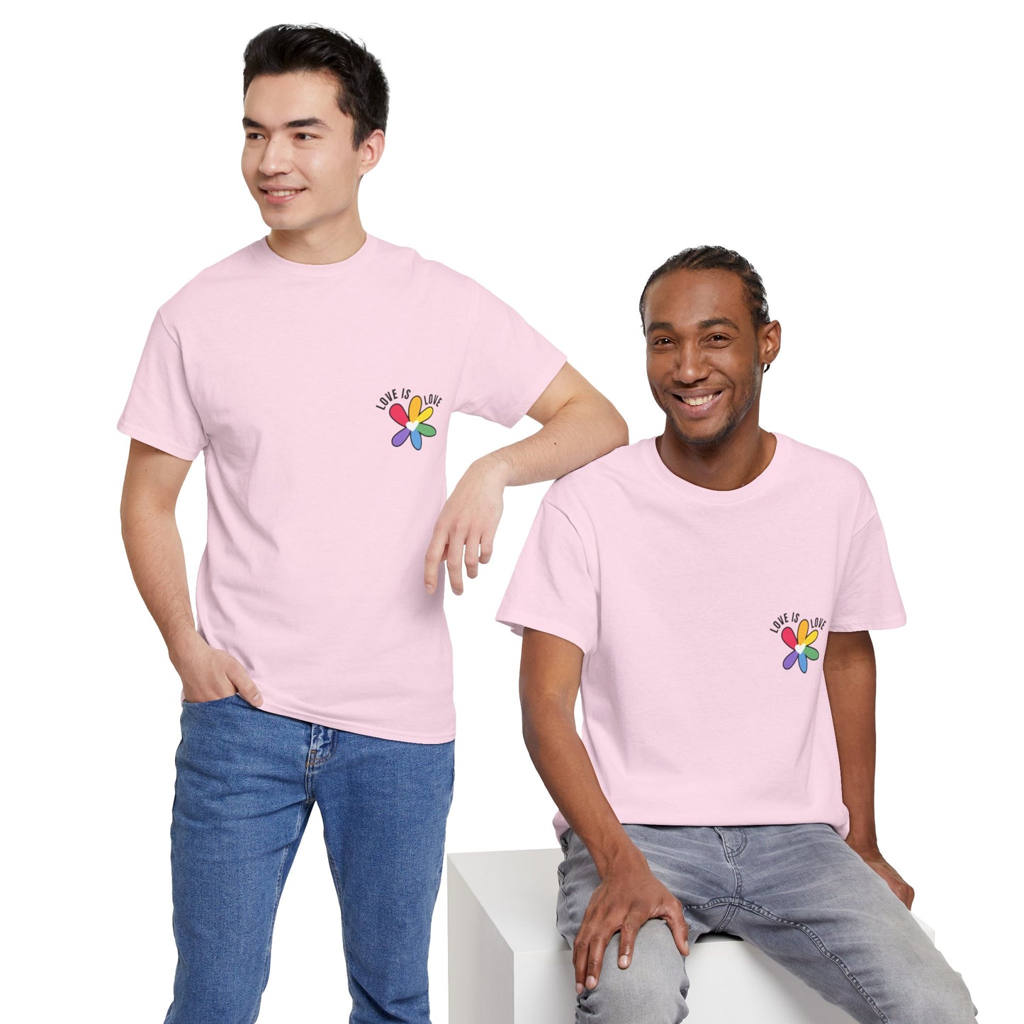 Unisex Heavy Cotton Tee - Rainbow Flower Mini