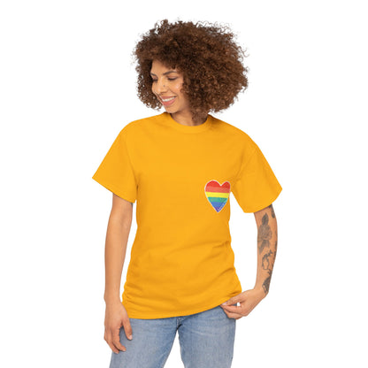 Unisex Heavy Cotton Tee - Love Is Love Rainbow Heart Mini