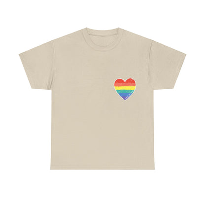 Unisex Heavy Cotton Tee - Love Is Love Rainbow Heart Mini