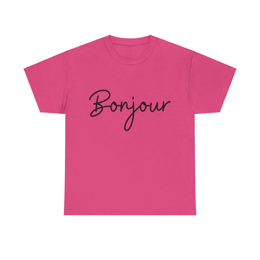 "Bonjour" (French Greeting) Unisex Heavy Cotton Tee