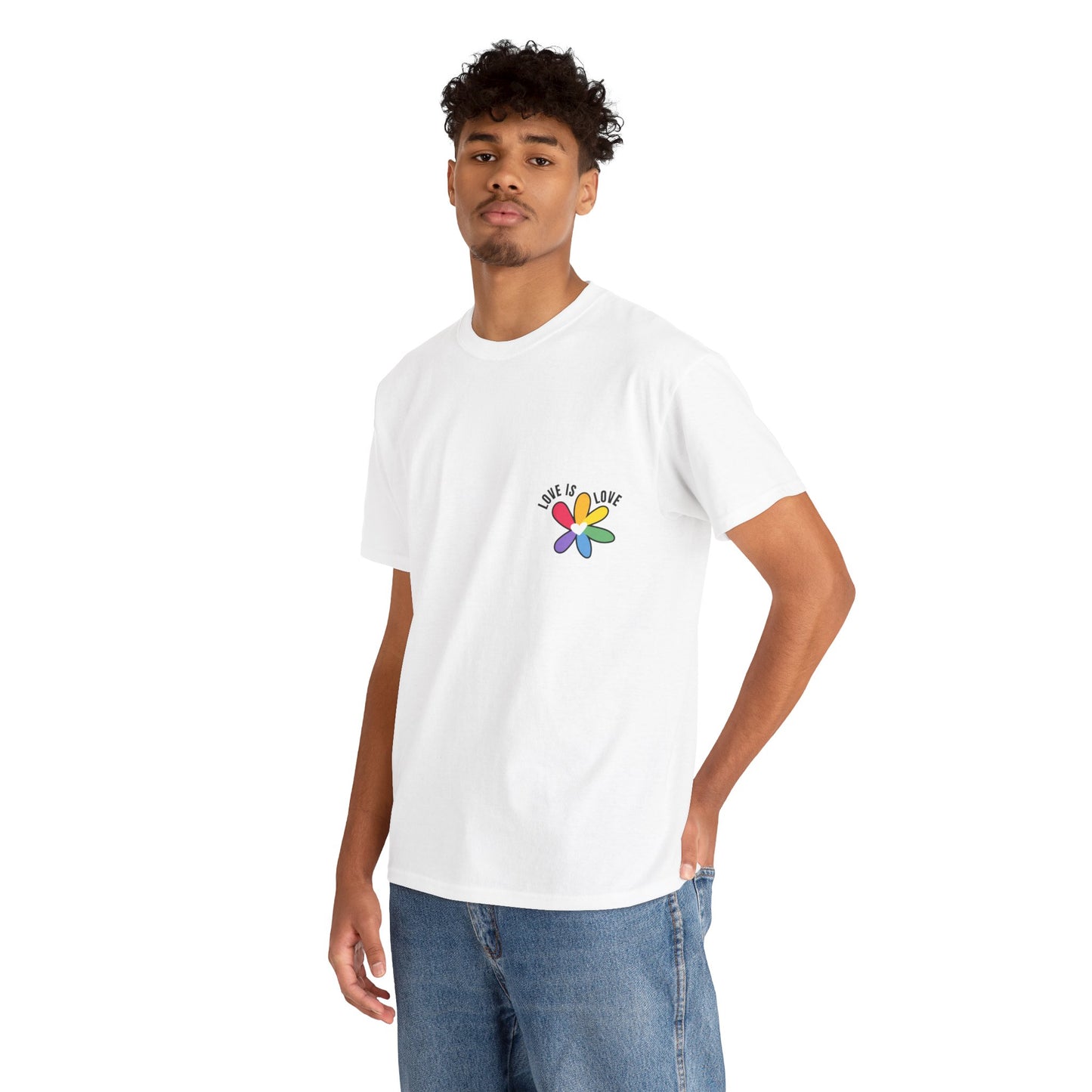 Unisex Heavy Cotton Tee - Rainbow Flower Mini