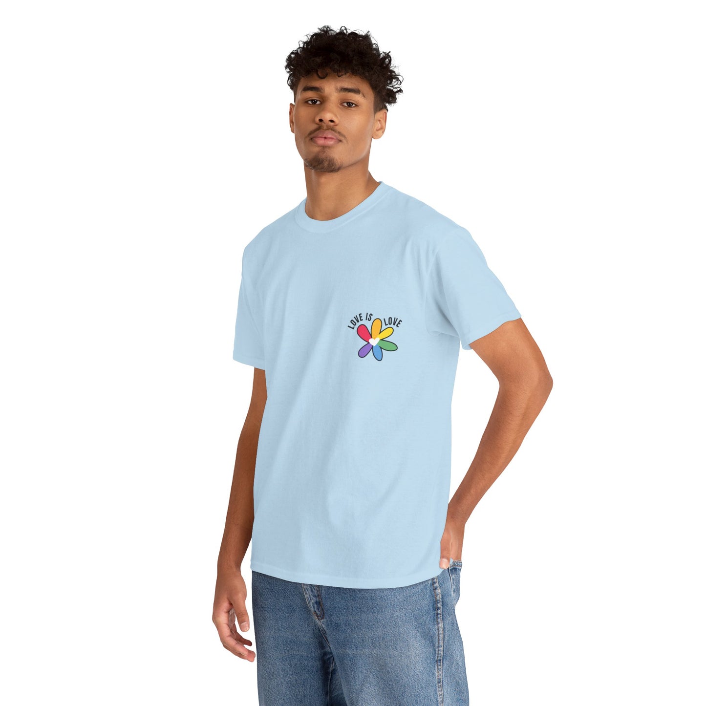 Unisex Heavy Cotton Tee - Rainbow Flower Mini