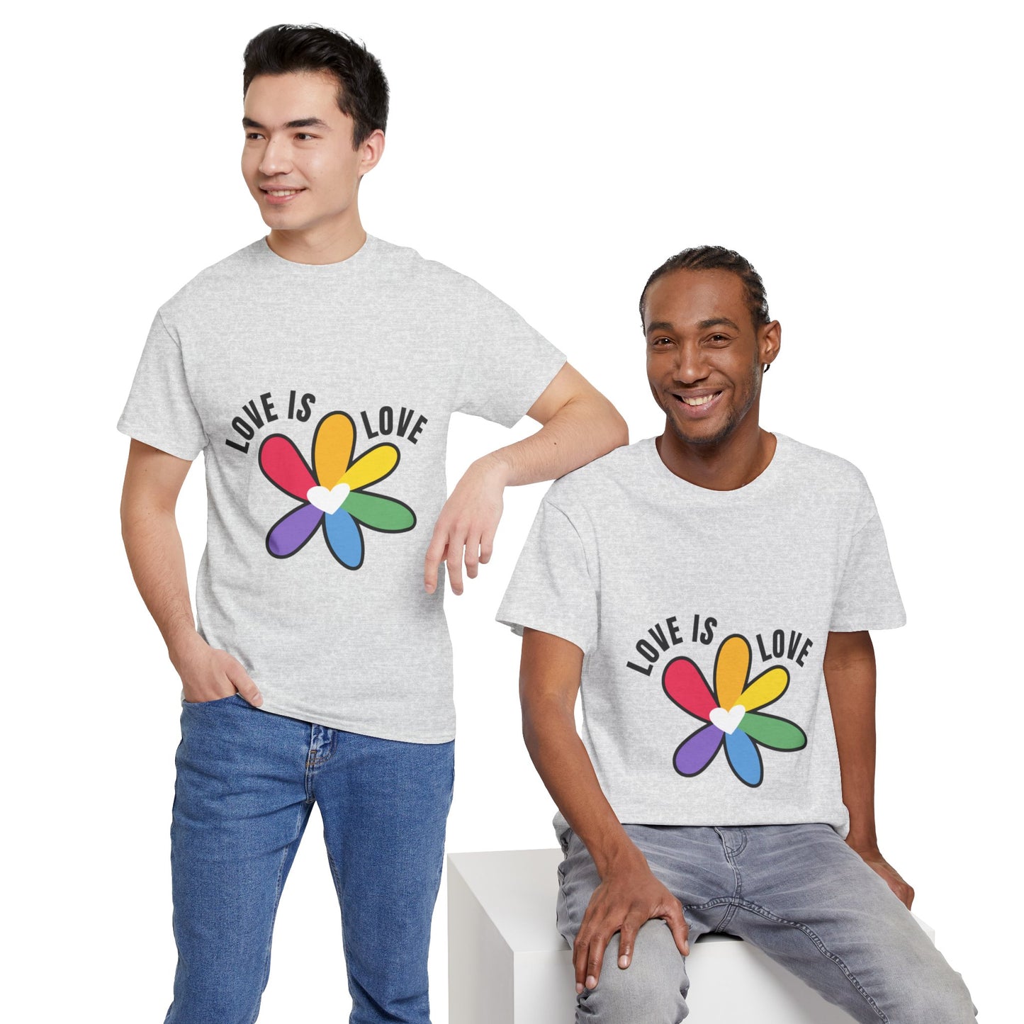 Unisex Heavy Cotton Tee - Rainbow Flower