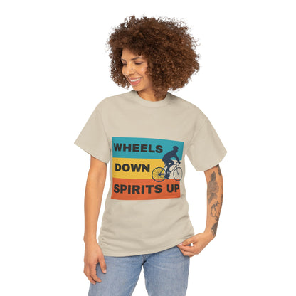 Unisex Heavy Cotton Tee - Wheels Down, Spirits Up