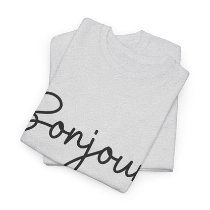 "Bonjour" (French Greeting) Unisex Heavy Cotton Tee