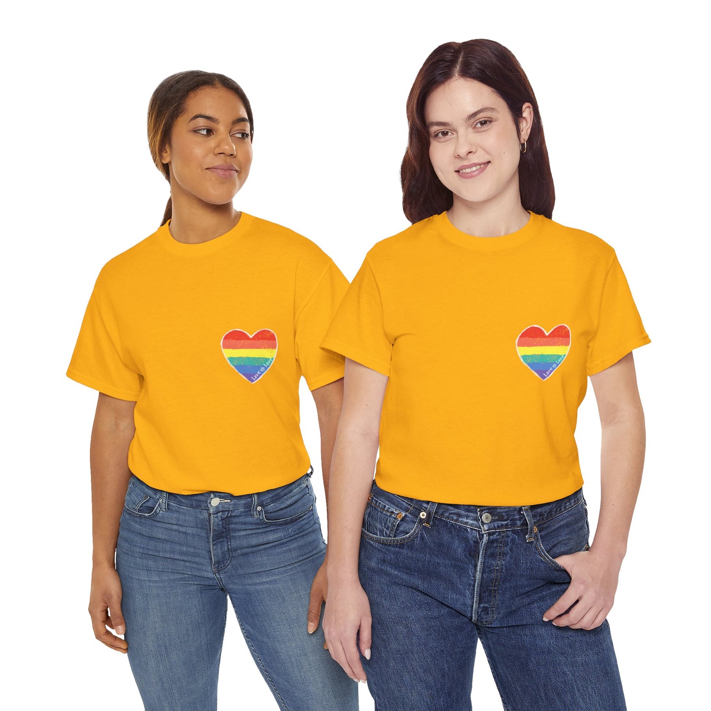 Unisex Heavy Cotton Tee - Love Is Love Rainbow Heart Mini