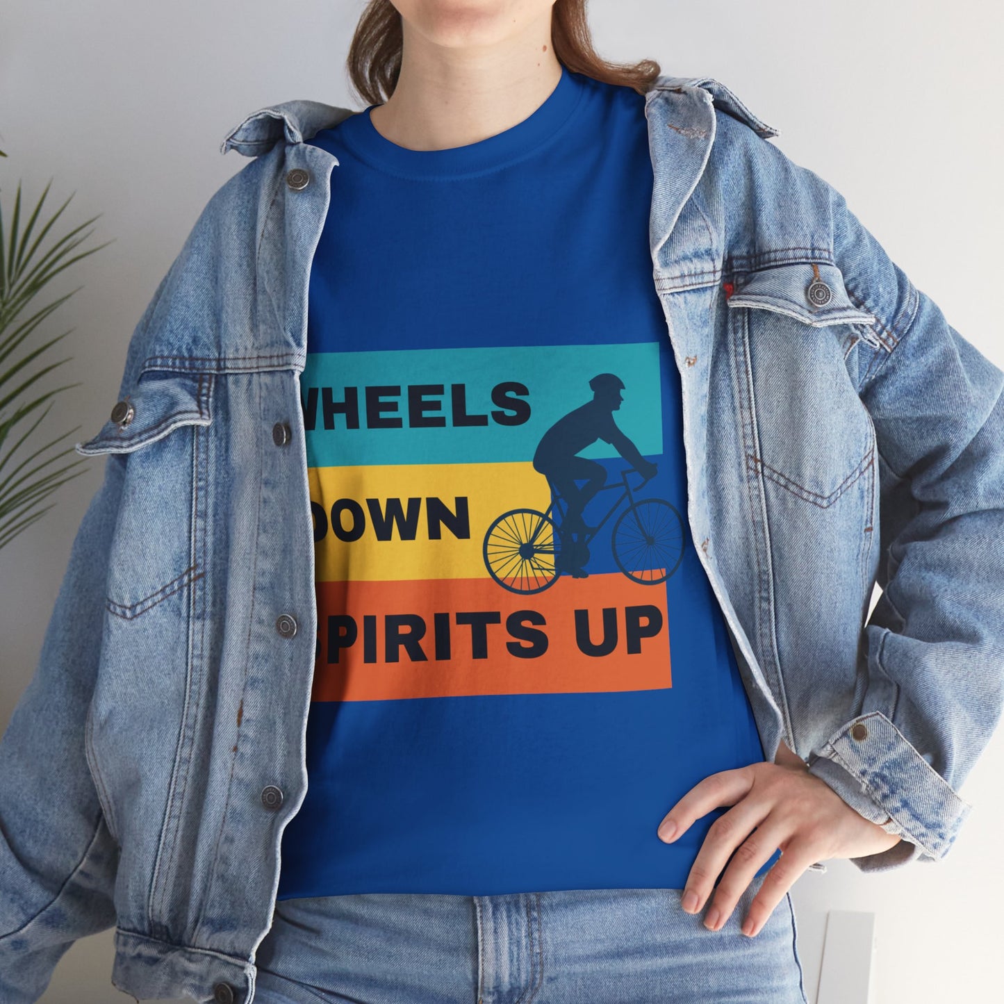 Unisex Heavy Cotton Tee - Wheels Down, Spirits Up