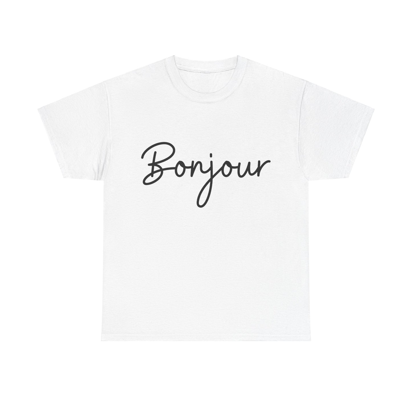 "Bonjour" (French Greeting) Unisex Heavy Cotton Tee