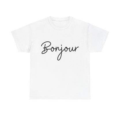 "Bonjour" (French Greeting) Unisex Heavy Cotton Tee