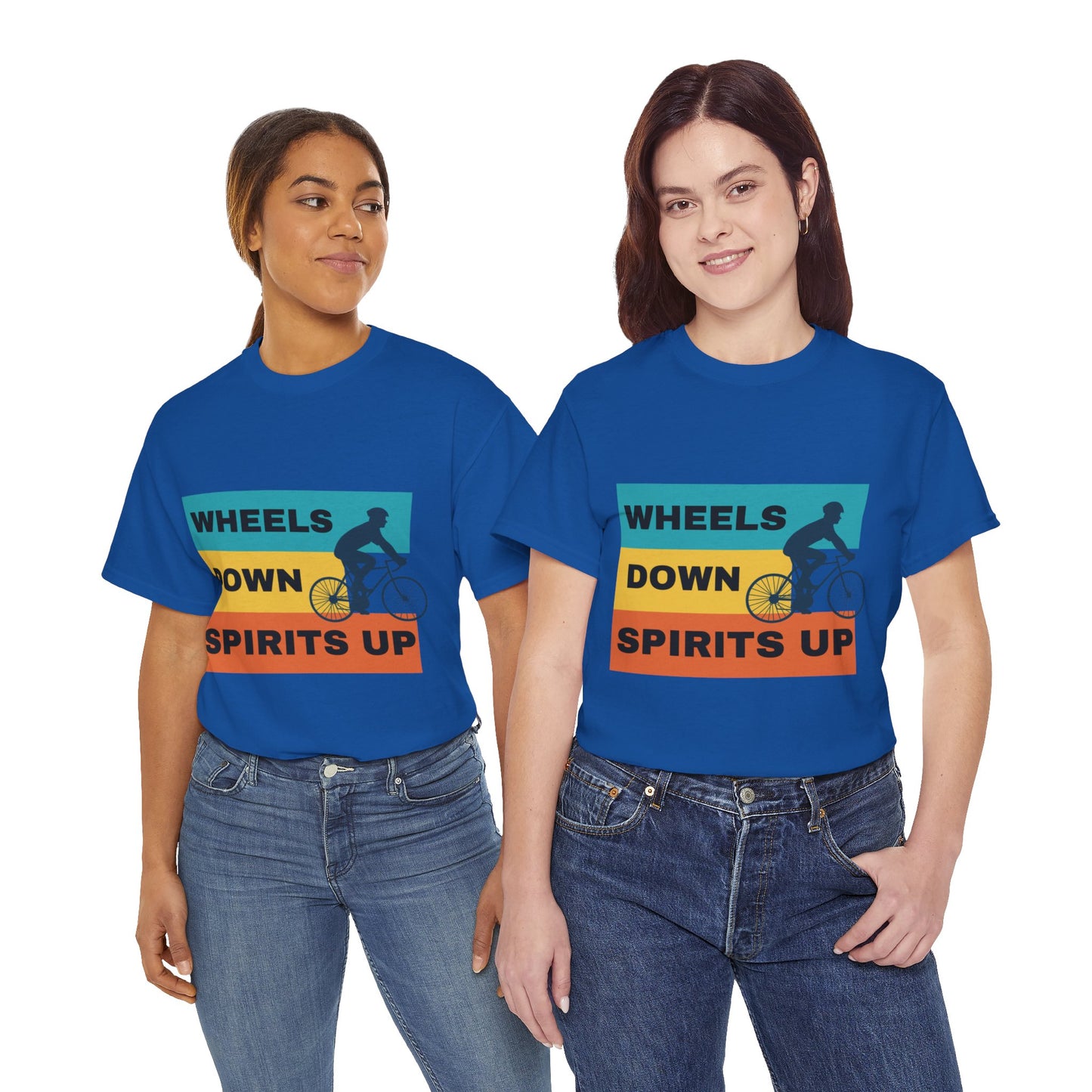 Unisex Heavy Cotton Tee - Wheels Down, Spirits Up