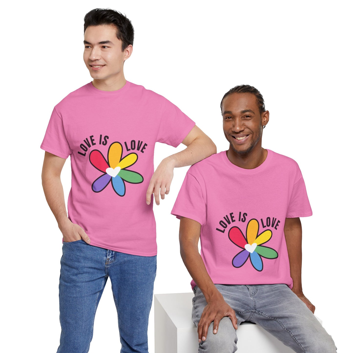 Unisex Heavy Cotton Tee - Rainbow Flower