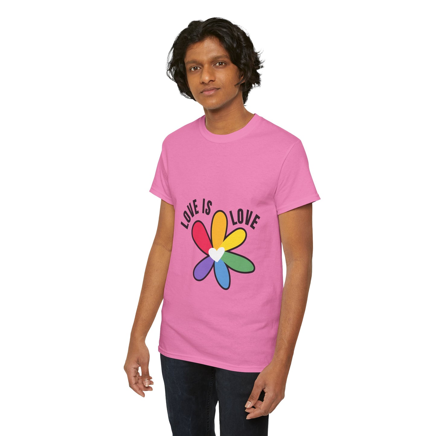 Unisex Heavy Cotton Tee - Rainbow Flower