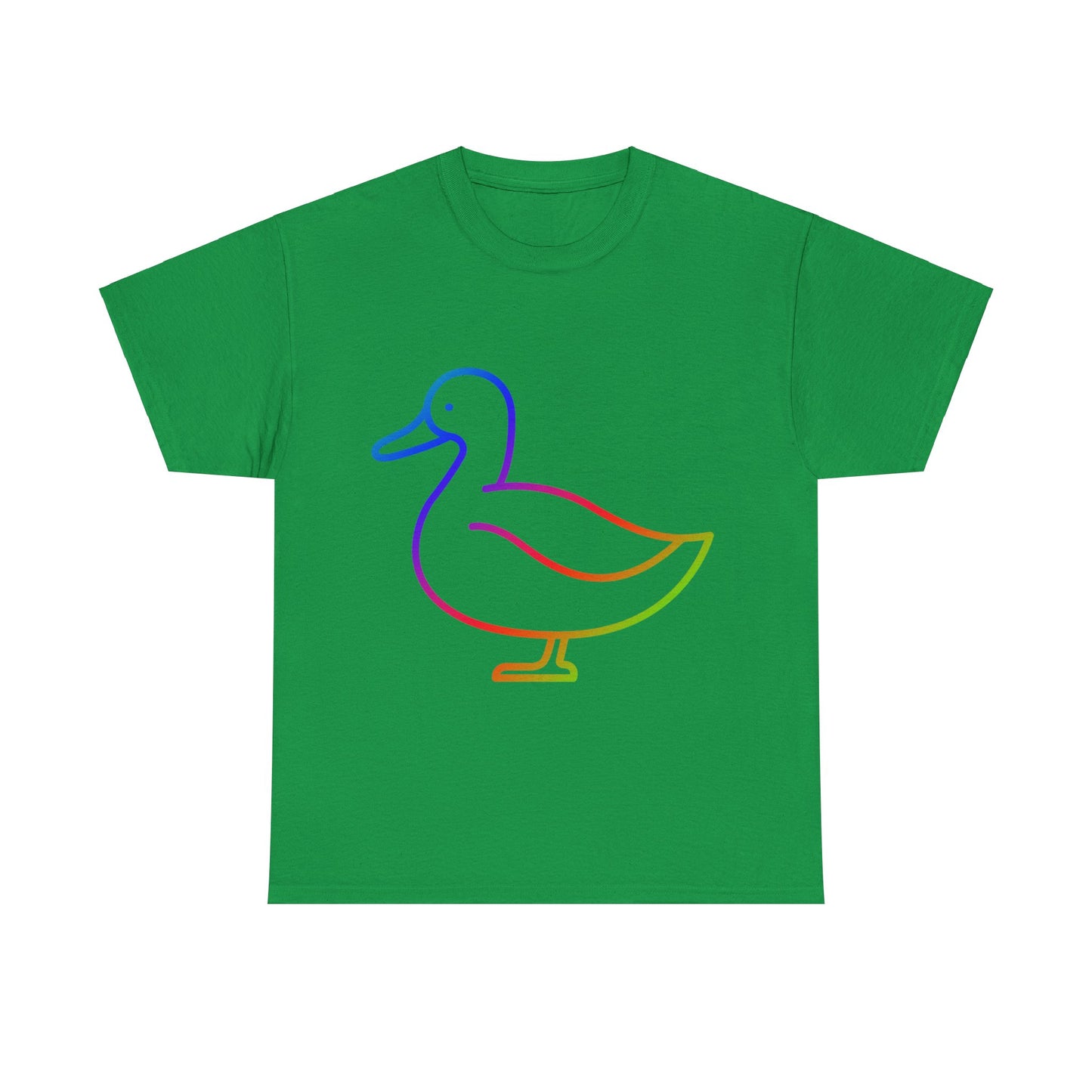 vibrant animal lover t-shirt with colourful rainbow duck outline. Great for as a gift. Great for wildlife adventures.