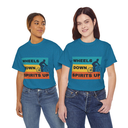 Unisex Heavy Cotton Tee - Wheels Down, Spirits Up