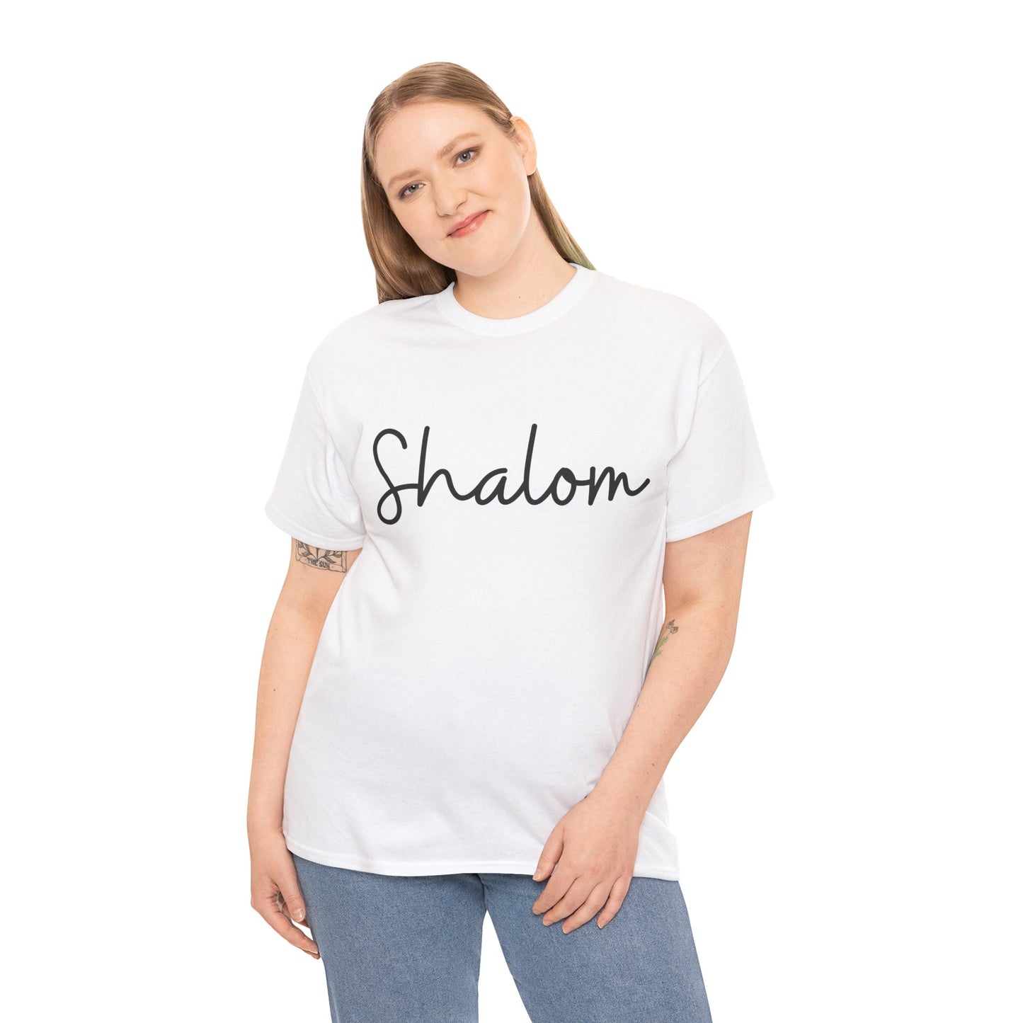 "Shalom" (Hebrew Greeting) Unisex Heavy Cotton Tee