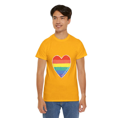 Unisex Heavy Cotton Tee - Love Is Love Rainbow Heart