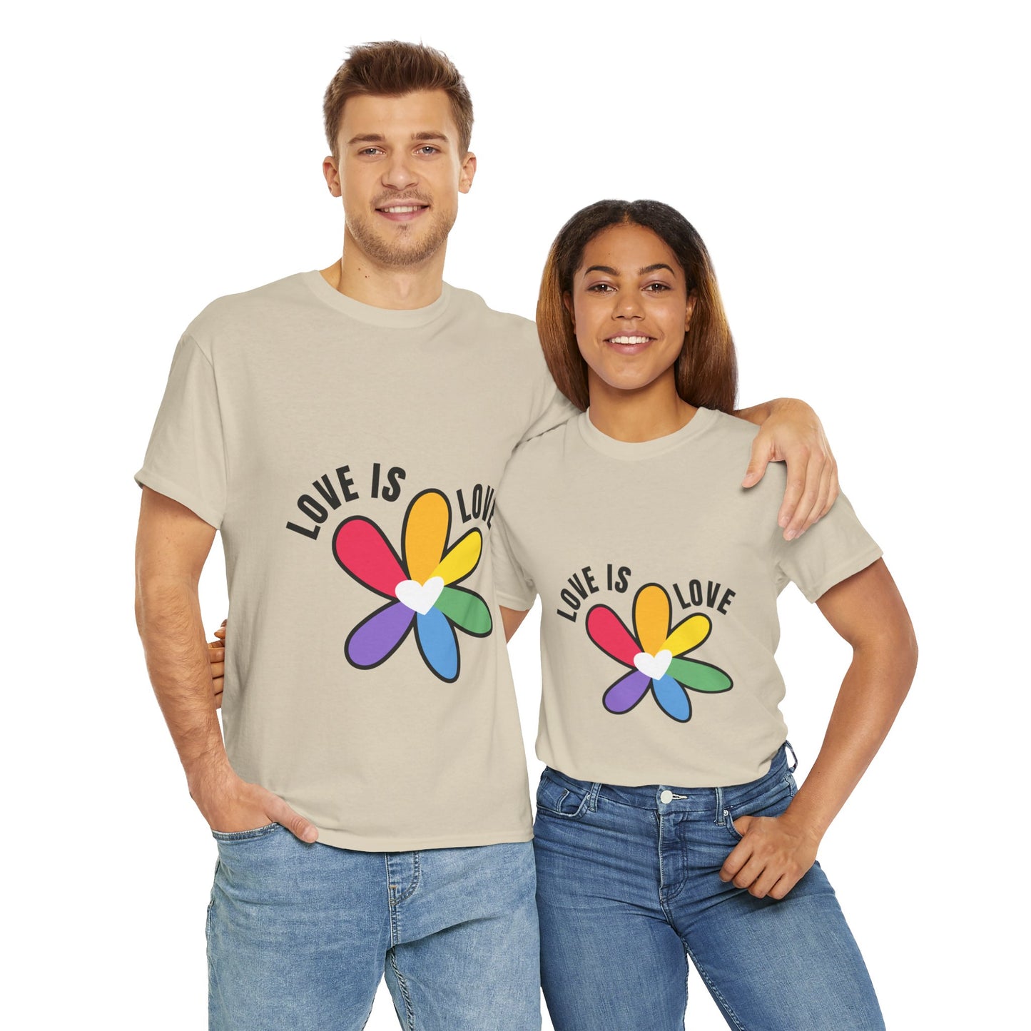 Unisex Heavy Cotton Tee - Rainbow Flower