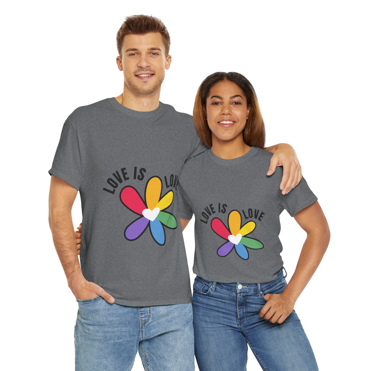 Unisex Heavy Cotton Tee - Rainbow Flower