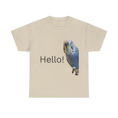 Hello Budgie T-shirt for Budgie lovers and bird enthusiasts.