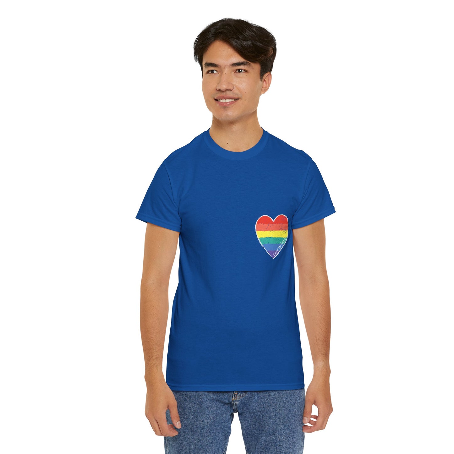 Unisex Heavy Cotton Tee - Love Is Love Rainbow Heart Mini