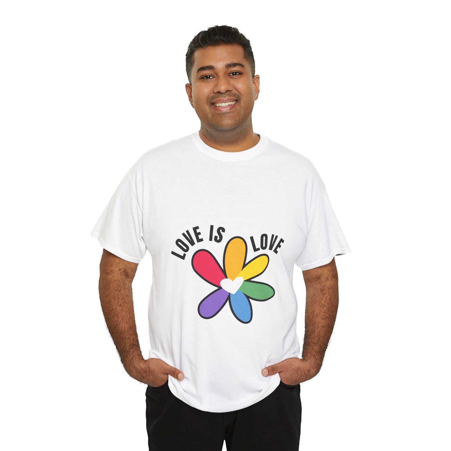 Unisex Heavy Cotton Tee - Rainbow Flower