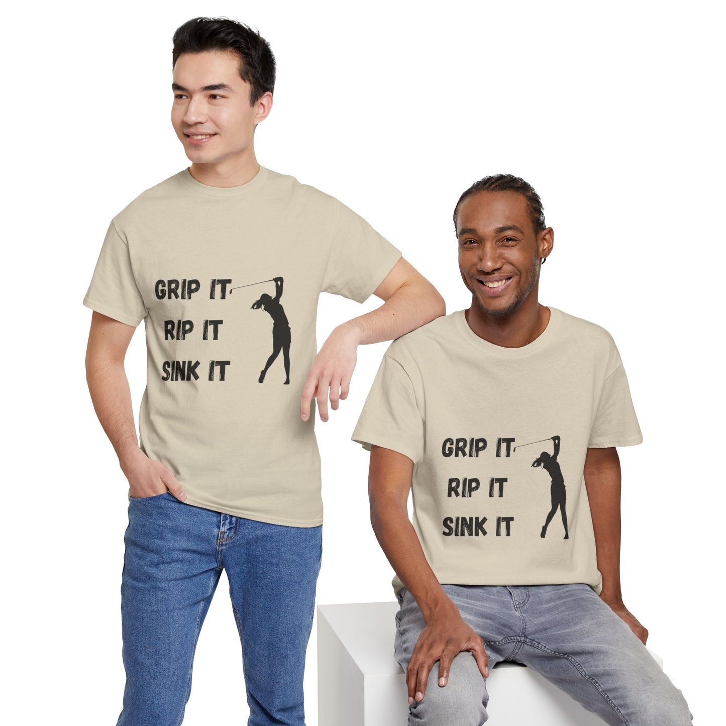 Unisex Heavy Cotton Tee - Grip It, Rip It, Sink It Woman