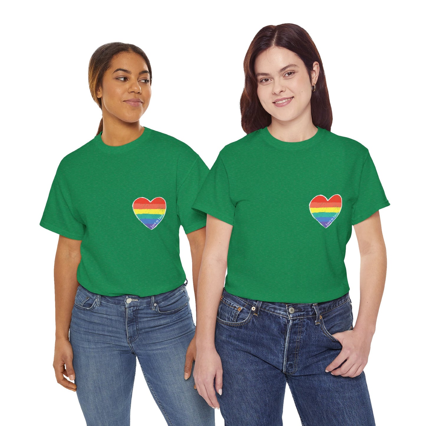 Unisex Heavy Cotton Tee - Love Is Love Rainbow Heart Mini