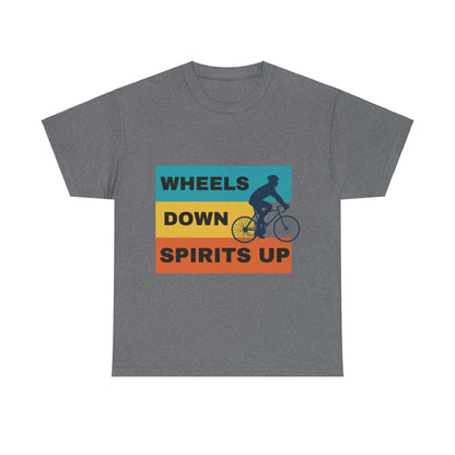 Unisex Heavy Cotton Tee - Wheels Down, Spirits Up