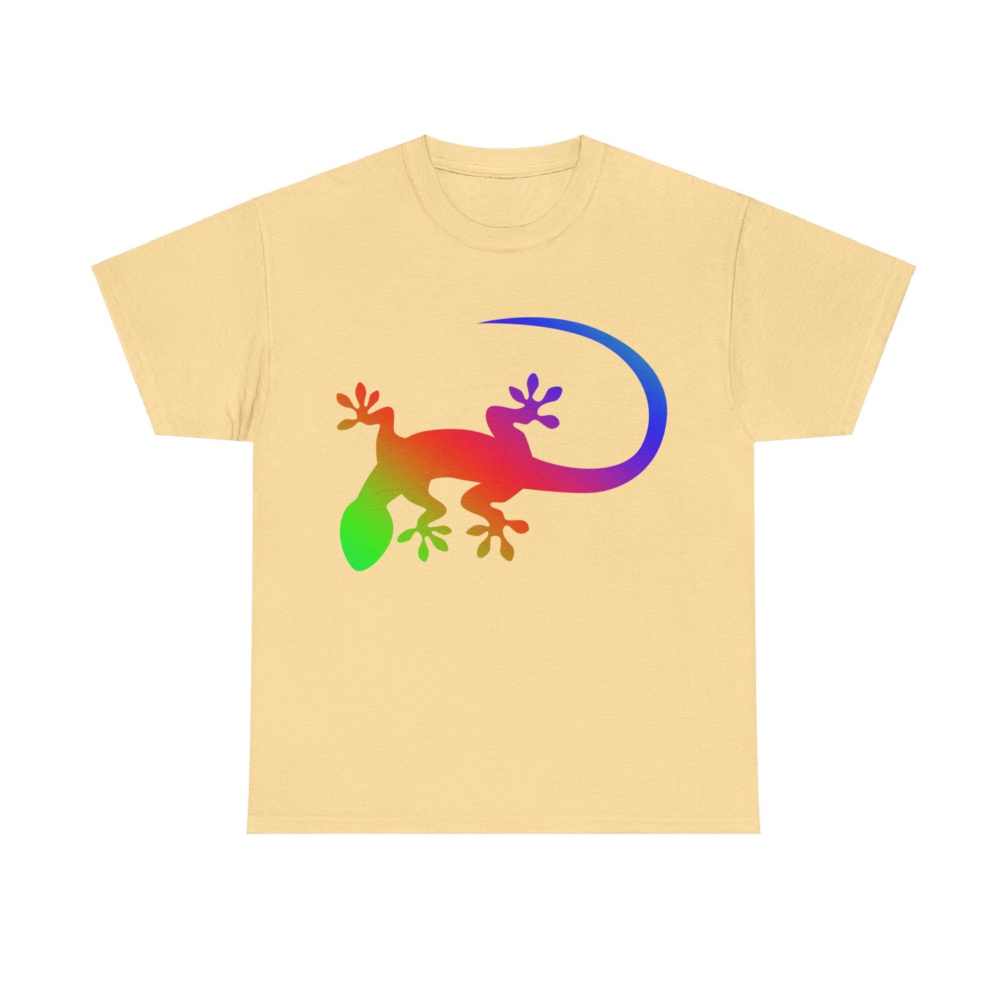 vibrant animal lover t-shirt with colourful rainbow gecko outline. Great for as a gift. Great for wildlife adventures.