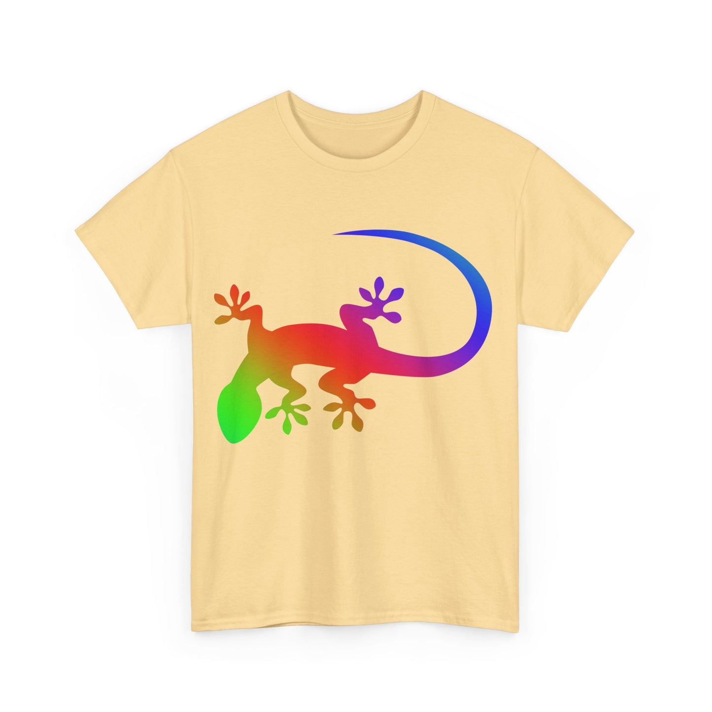 vibrant animal lover t-shirt with colourful rainbow gecko outline. Great for as a gift. Great for wildlife adventures.