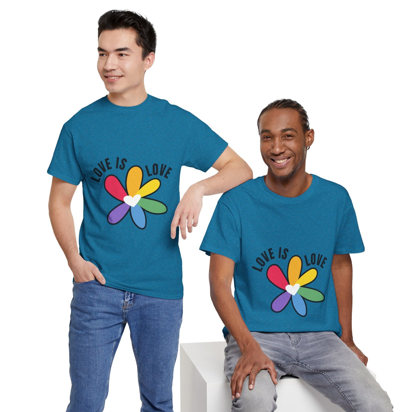 Unisex Heavy Cotton Tee - Rainbow Flower