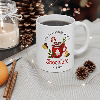 Mug Warm Wishes Hot Chocolate Kisses Festive Drink Design