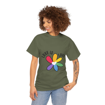 Unisex Heavy Cotton Tee - Rainbow Flower