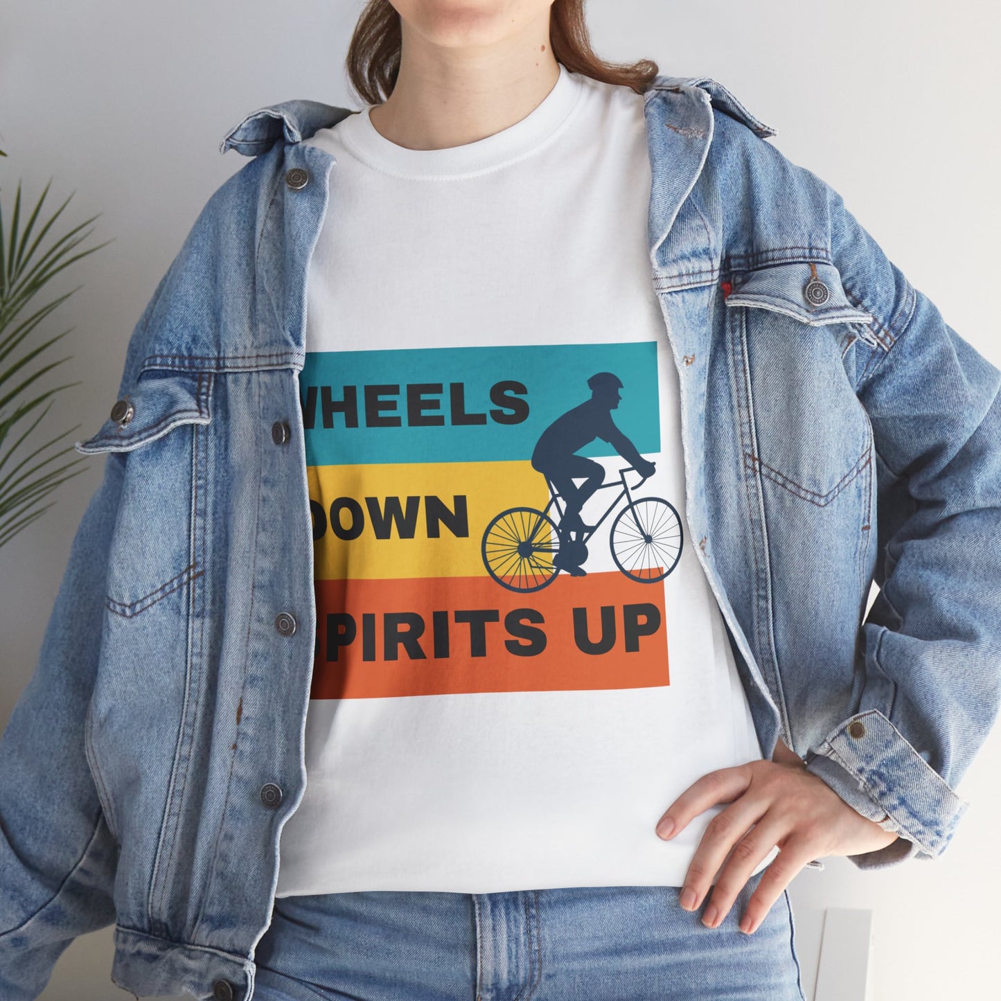 Unisex Heavy Cotton Tee - Wheels Down, Spirits Up