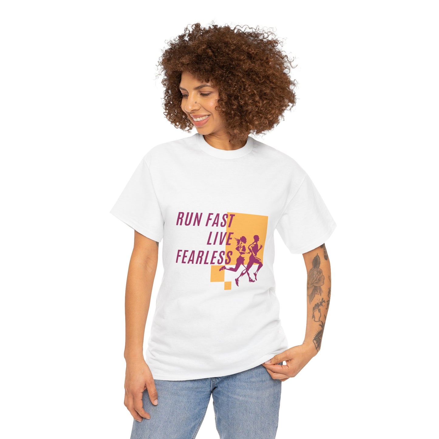 Unisex Heavy Cotton Tee - Run Fast, Live Fearless