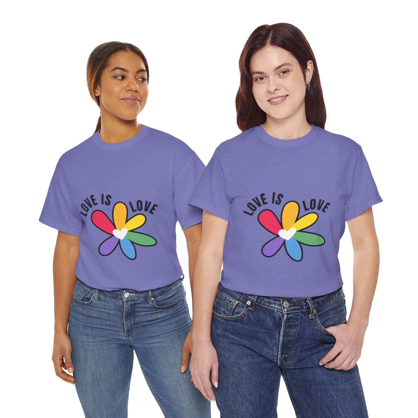 Unisex Heavy Cotton Tee - Rainbow Flower