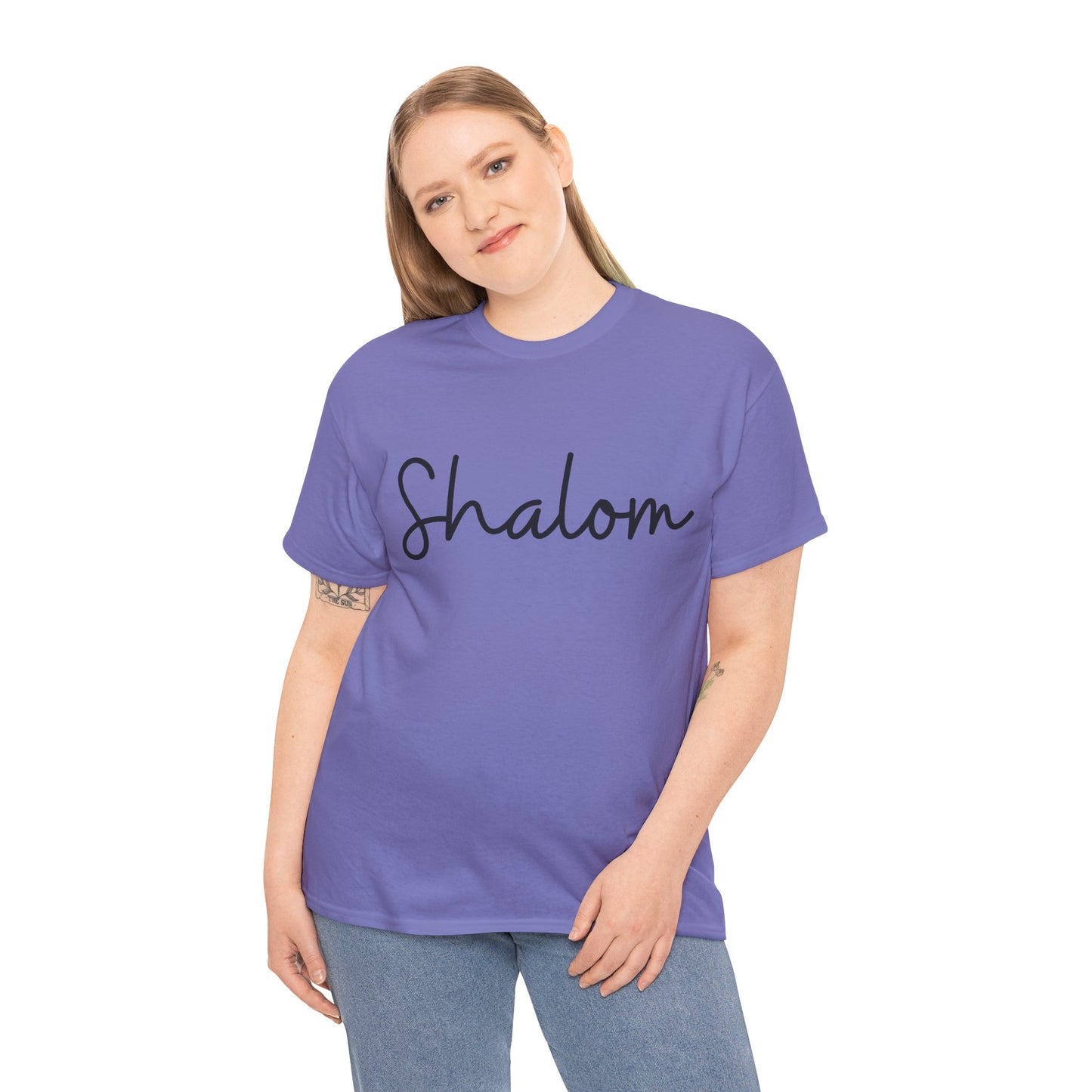 "Shalom" (Hebrew Greeting) Unisex Heavy Cotton Tee