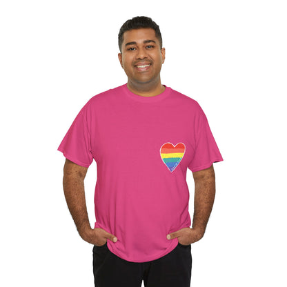 Unisex Heavy Cotton Tee - Love Is Love Rainbow Heart Mini