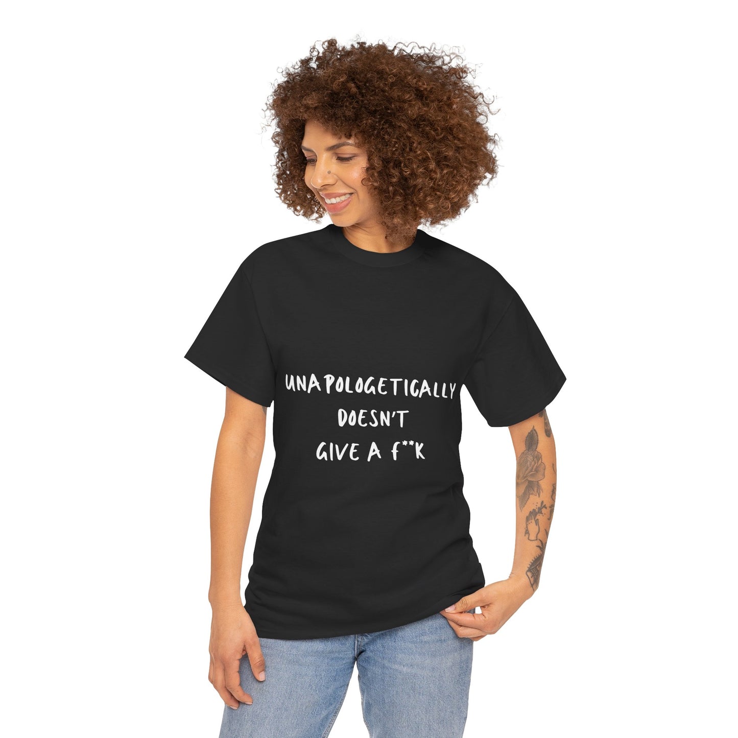 Unapologetically Doesn't Give a F**k Unisex White Text Tee