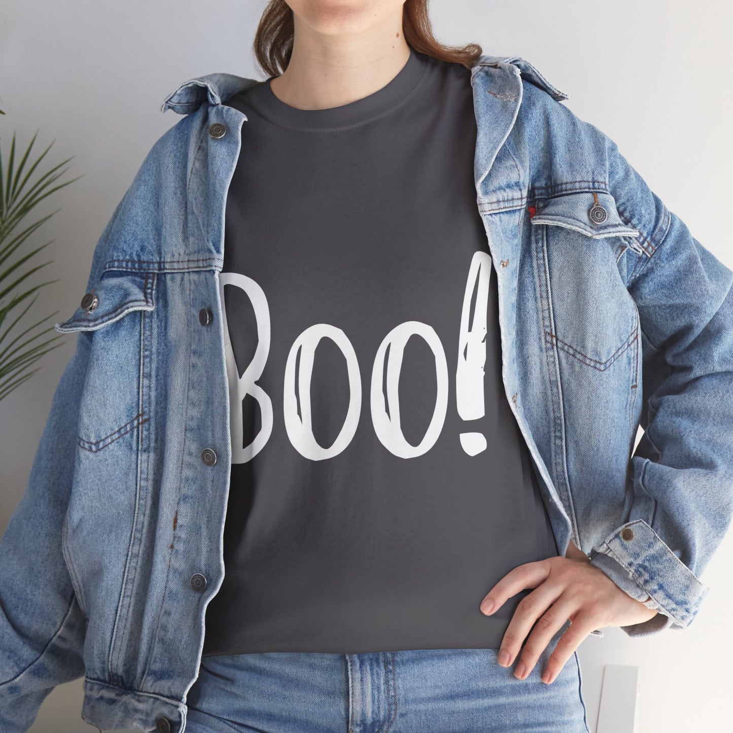 Unisex Heavy Cotton Tee - Boo White Print