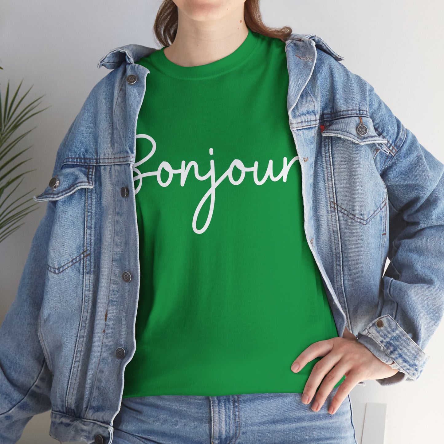 "Bonjour" & "Au Revoir" (French Greetings) Unisex Heavy Cotton Tee