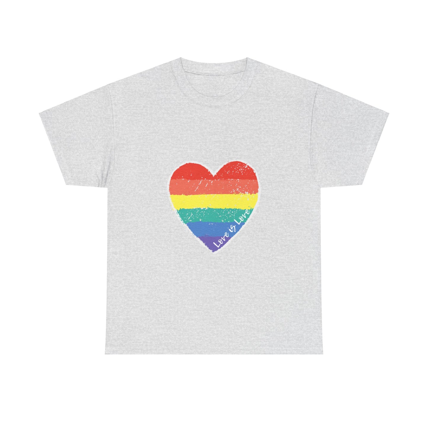 Unisex Heavy Cotton Tee - Love Is Love Rainbow Heart