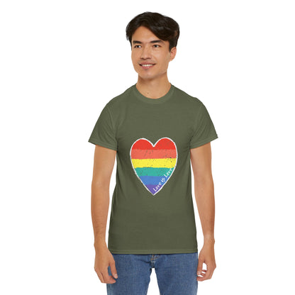 Unisex Heavy Cotton Tee - Love Is Love Rainbow Heart