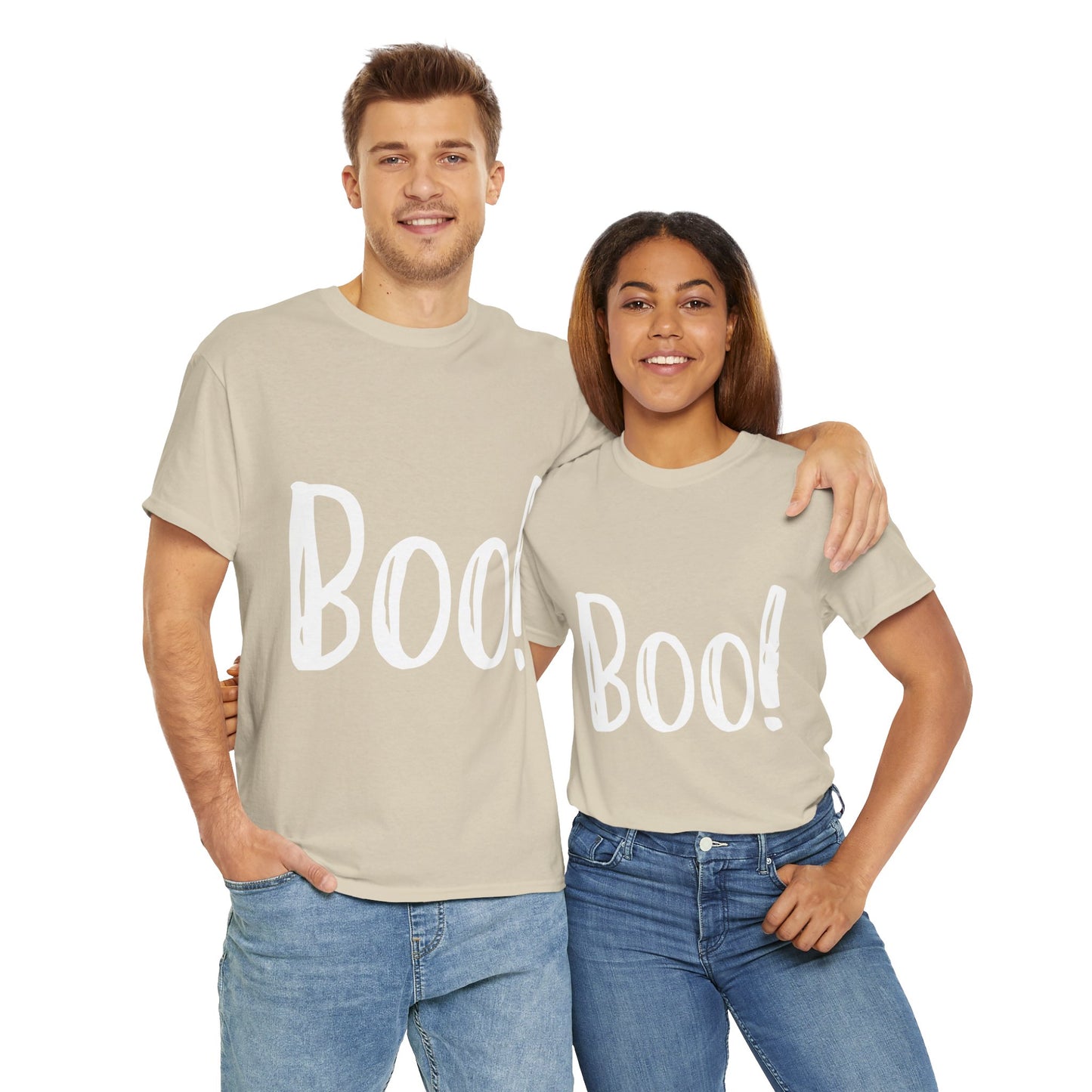 Unisex Heavy Cotton Tee - Boo White Print