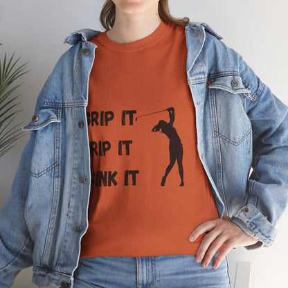 Unisex Heavy Cotton Tee - Grip It, Rip It, Sink It Woman